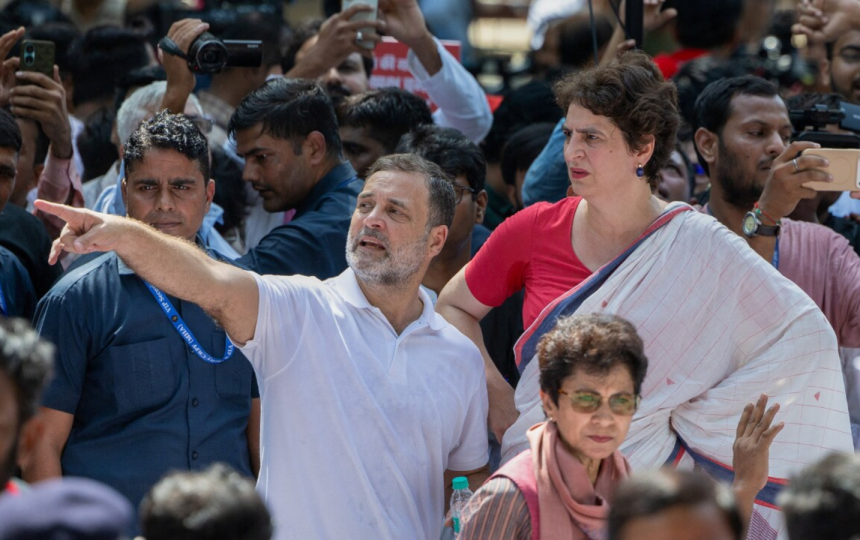 Protest against CEC Gyanesh Kumar: Rahul Gandhi, Priyanka Gandhi detained at Akashvani Bhawan in Delhi