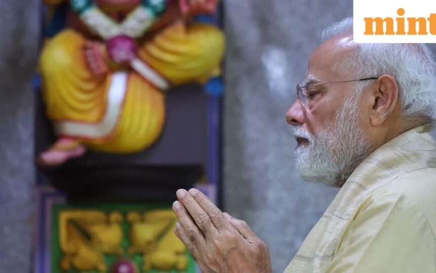 PM Modi offers prayers at Delhi temple, renews service pledge after 25 years as head of govt | Watch