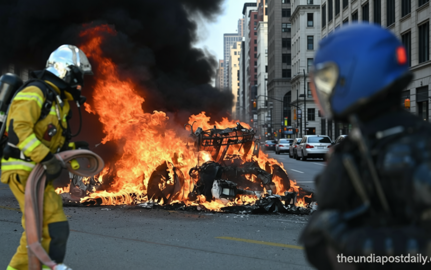 Tesla set ablaze, bank windows smashed in Geneva as demonstrators gathered to protest G7 summit in France