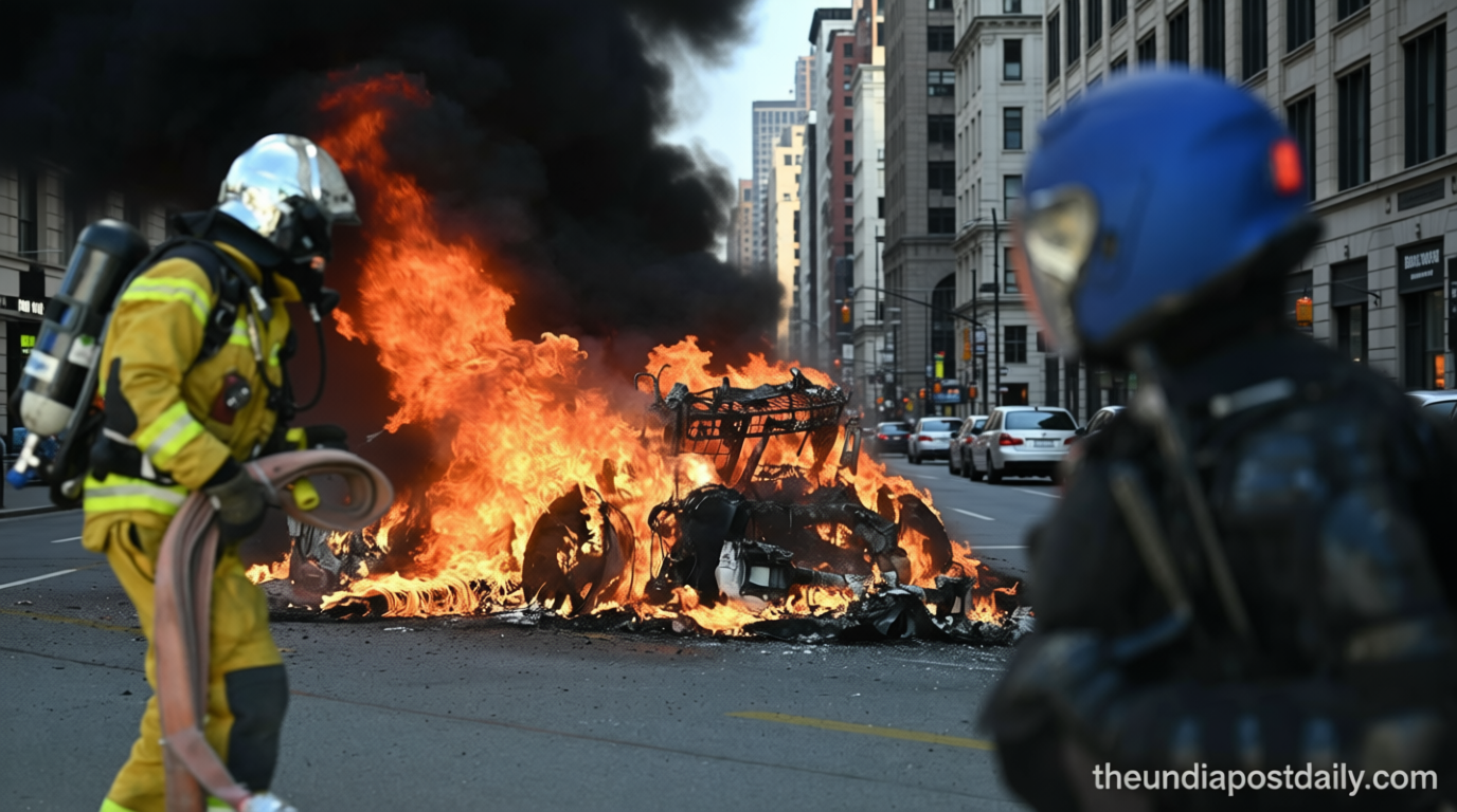 Tesla set ablaze, bank windows smashed in Geneva as demonstrators gathered to protest G7 summit in France