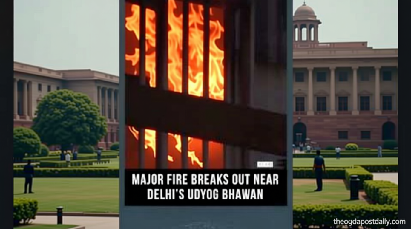 Massive fire breaks out in slums near Delhi’s Udyog Bhawan