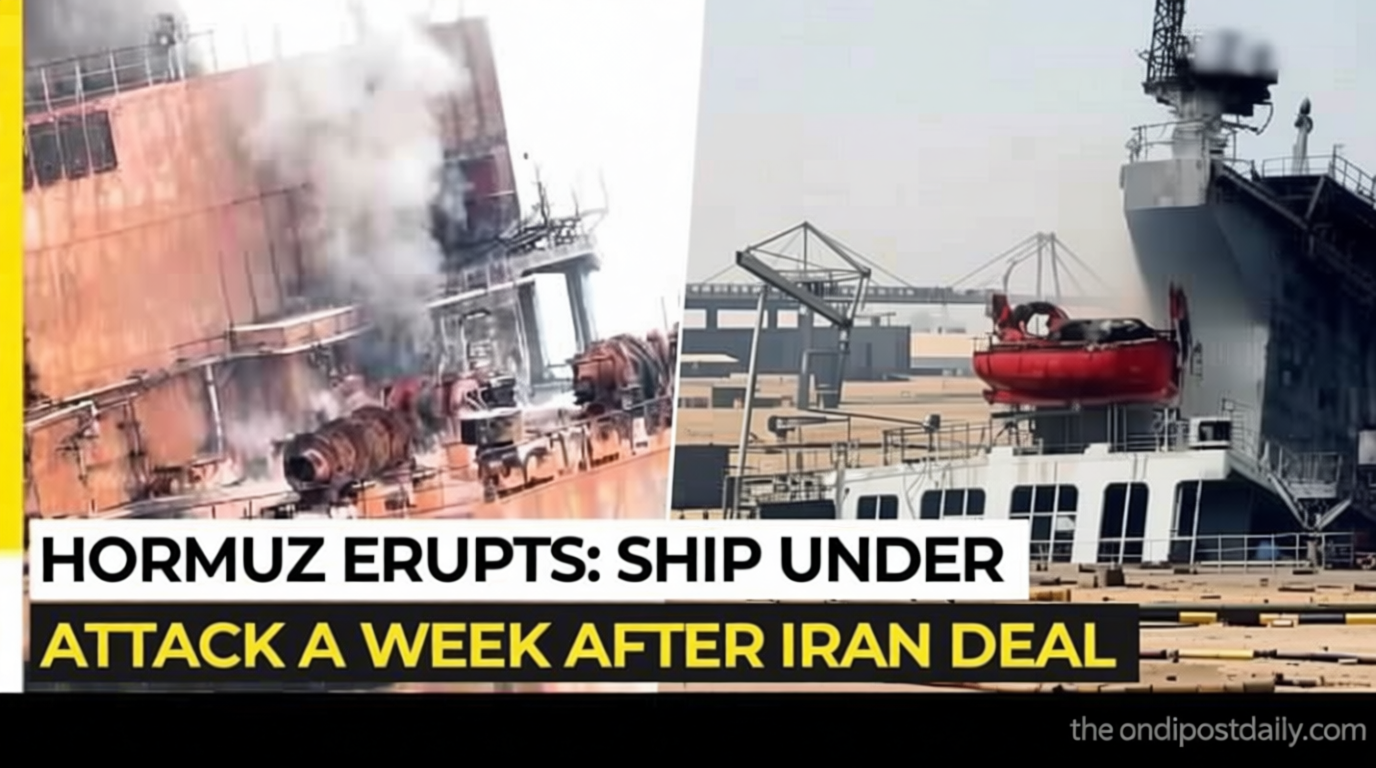 Cargo ship struck by unknown projectile near Strait of Hormuz, UK Maritime Agency reports