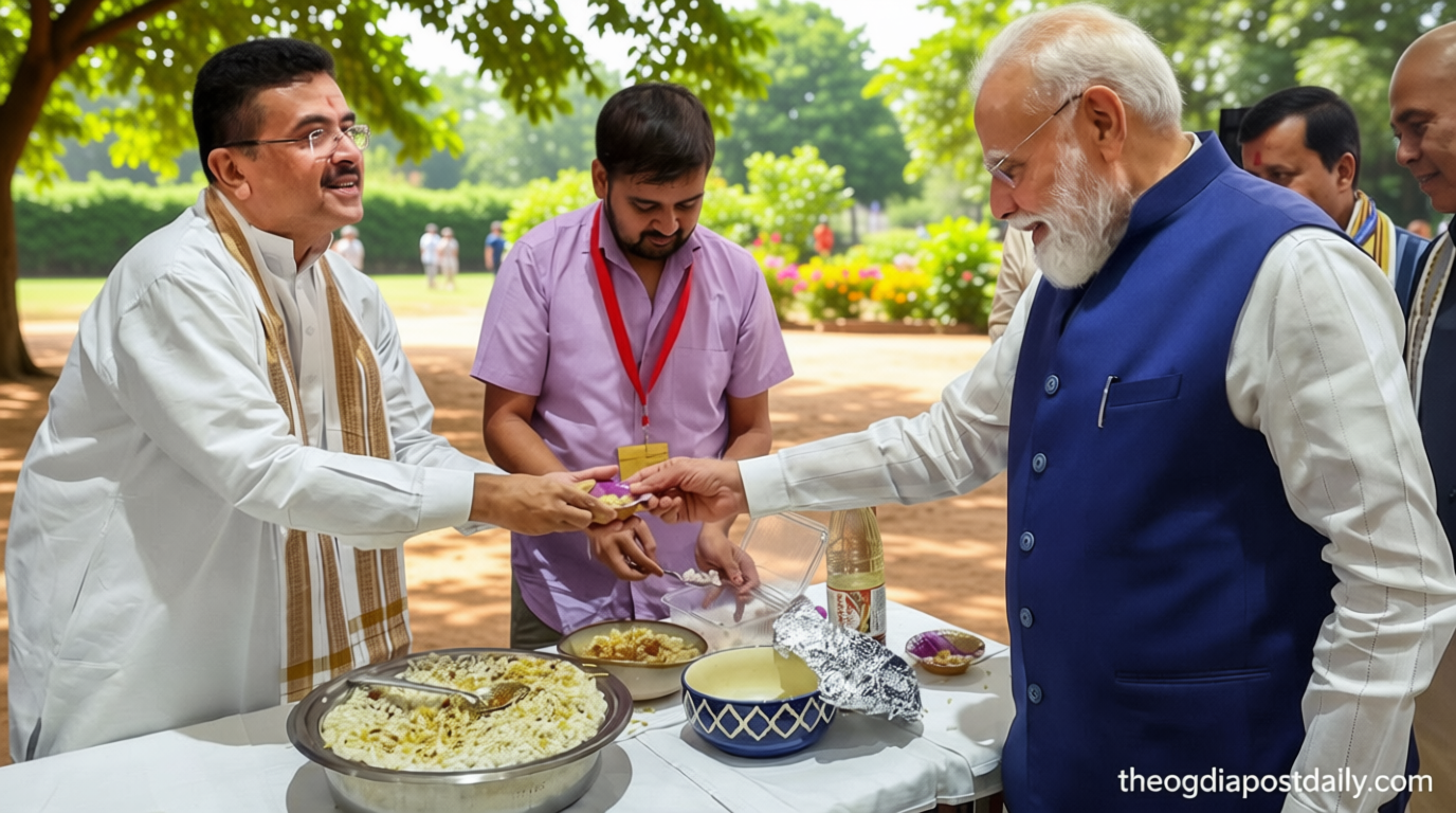 Party time for PM Modi, ‘longest-serving prime minister’ munches jhalmuri at Bharat Mandapam: VIDEO