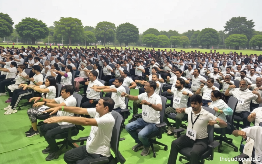 Japanese firm Kokuyo sets record by holding India’s largest workplace chair yoga in Nagpur