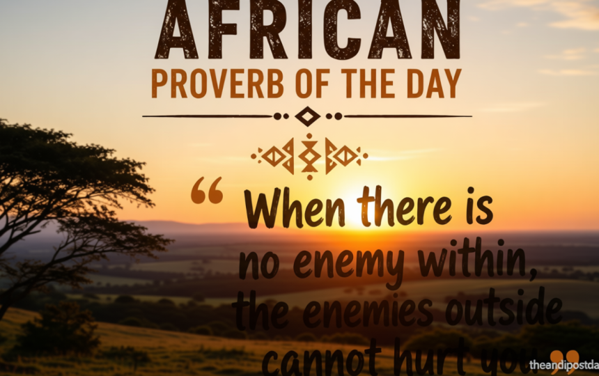 African Proverb Of The Day: ‘When there is no enemy within, the enemies outside cannot hurt you’; meaning, life lessons