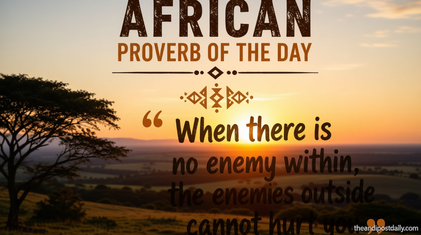 African Proverb Of The Day: ‘When there is no enemy within, the enemies outside cannot hurt you’; meaning, life lessons