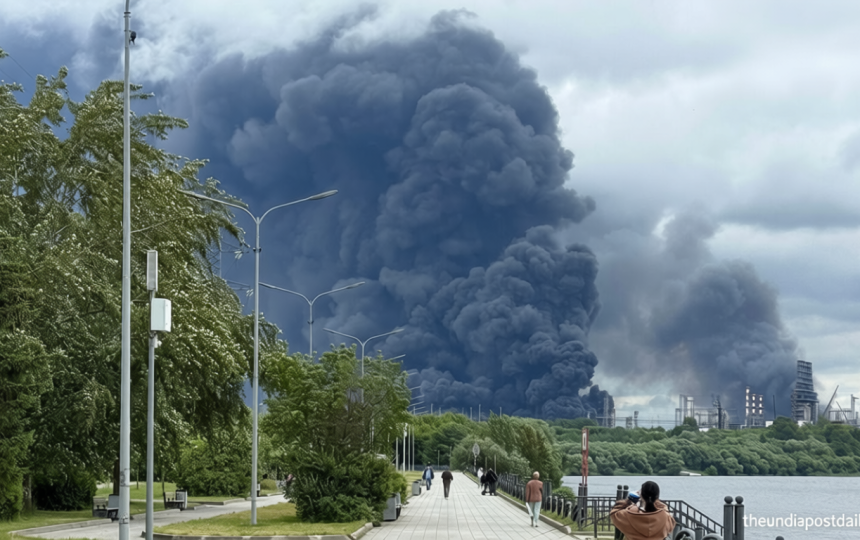 Ukraine launches largest drone attack in years, sets Moscow oil refinery on fire | Watch