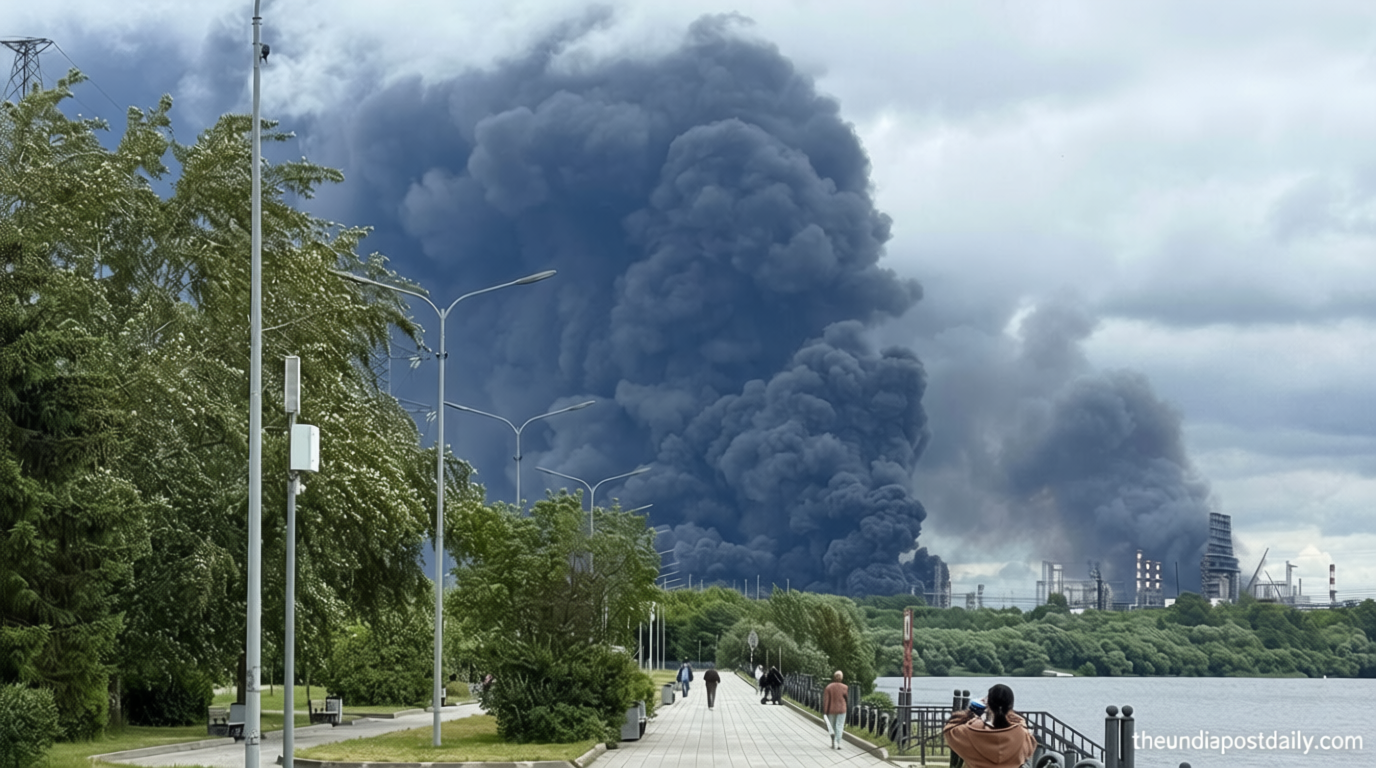 Ukraine launches largest drone attack in years, sets Moscow oil refinery on fire | Watch