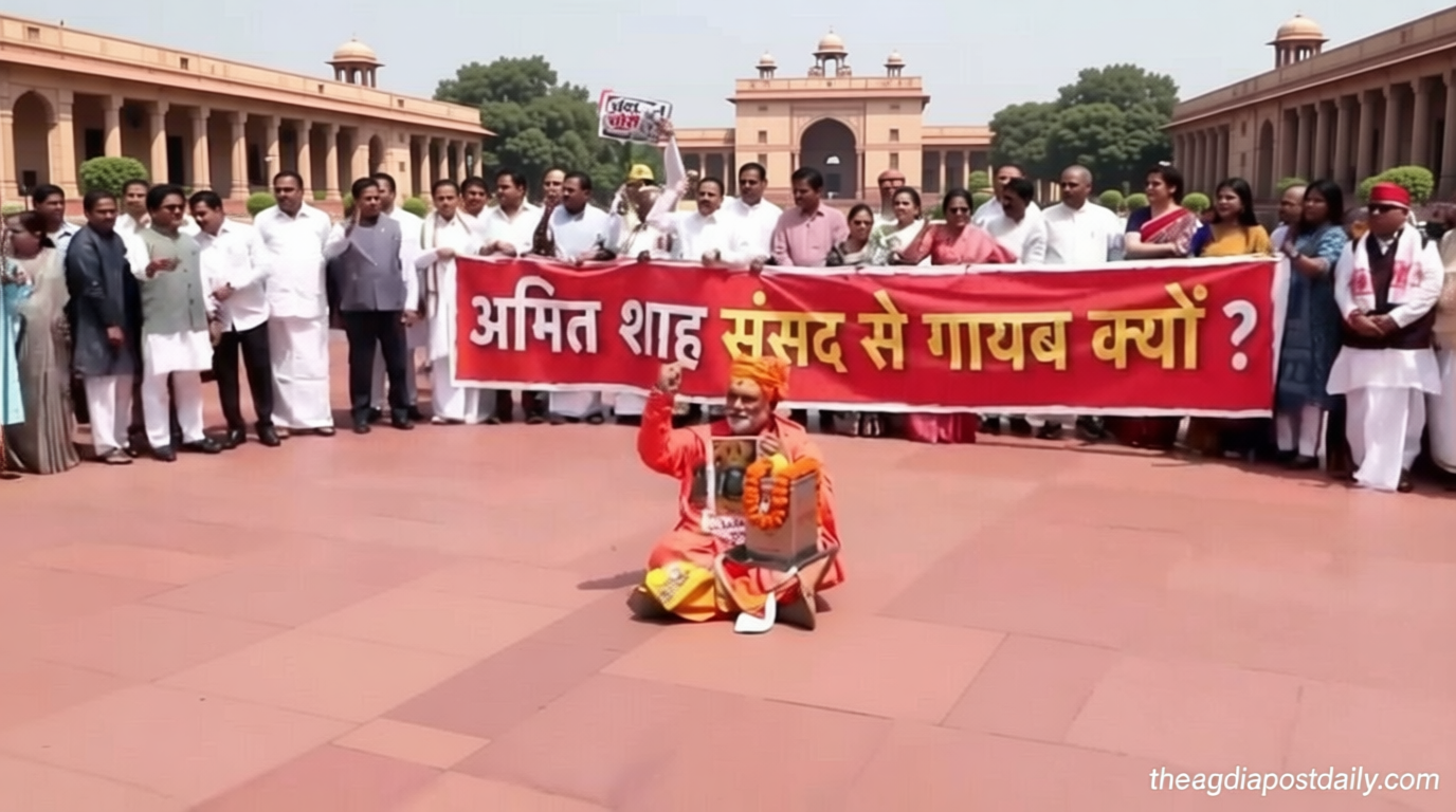 Drama at Parliament: MP Pappu Yadav turns sadhu — Watch opposition leaders staging Ram Mandir donation ‘theft’ issue