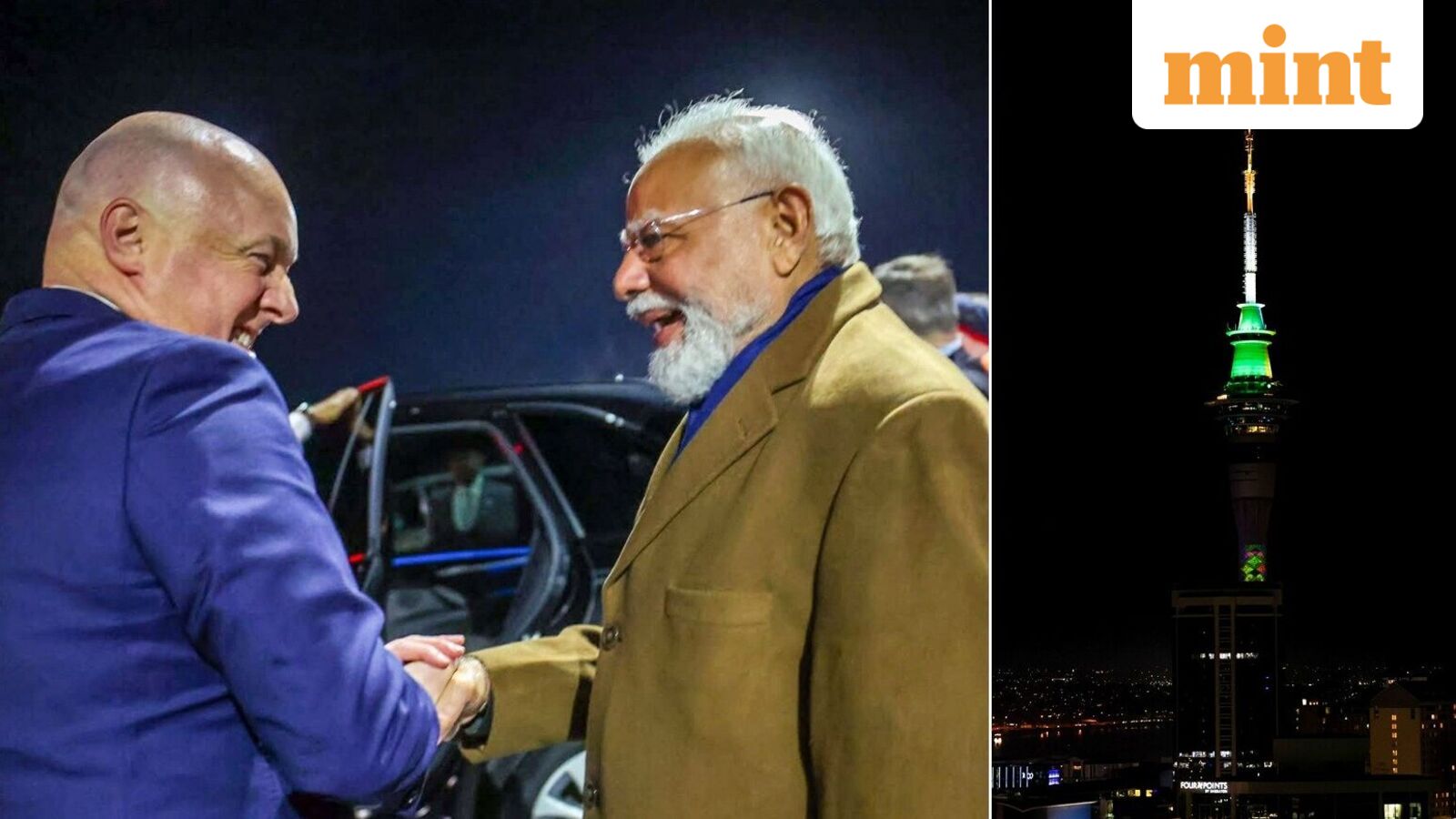 PM Modi gets special welcome in Auckland — New Zealand’s iconic Sky Tower lights up in tri-colour | WATCH