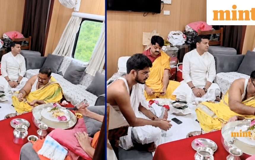 Viral video: After Honeymoon Coach controversy, priests perform puja in train; Railways gets slammed over response