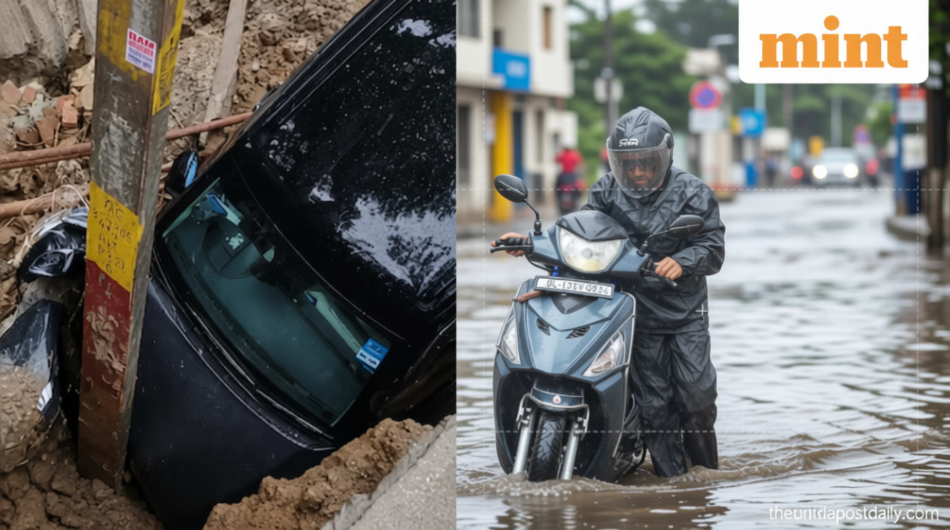 Delhi-NCR rain havoc: 7-year-old drowns in flooded plot, road collapses, car falls into excavation