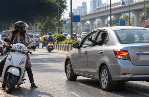 Gurugram road rage caught on camera as car hits woman biker, driver flees: ‘He kept making hand gestures’
